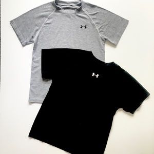 Boys Under Armour Grey Black Shirts Size Small EUC